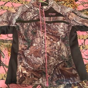 Rustic ridge real tree Women's Camouflage Utility Jacket with Pink Trim